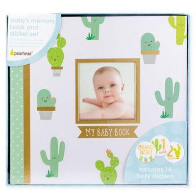 Pearhead&reg; Cactus Baby Memory Book and Sticker Set in Green/Gold
