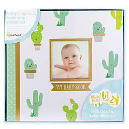 Pearhead® Cactus Baby Memory Book and Sticker Set in Green/Gold