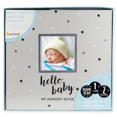 Pearhead® "Hello Baby" Stars Baby Memory Book And Sticker Set In Grey ...