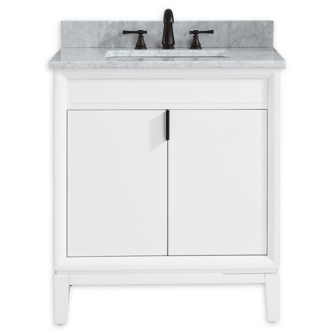 Avanity Emma 31 Inch Vanity Combo In White With White Carrera Marble Top And Sink Bed Bath Beyond