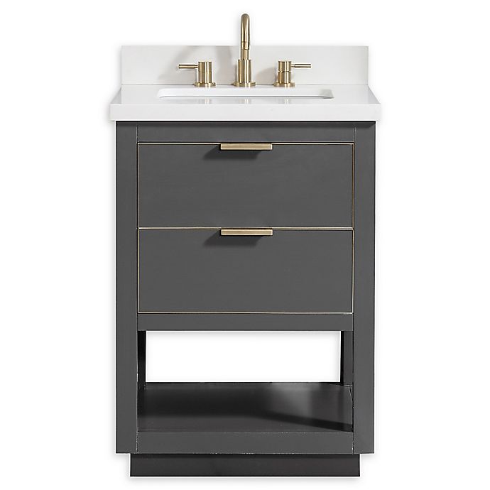 Avanity Allie 25 Inch Vanity Combo With Matte Gold Trim And White