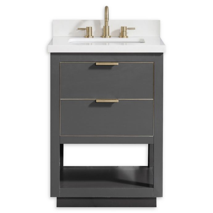 Avanity Allie 25 Inch Vanity Combo With Matte Gold Trim And White