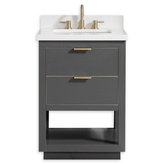 Avanity Allie 25 Inch Vanity Combo With Matte Gold Trim And White Quartz Top And Sink Bed Bath Beyond