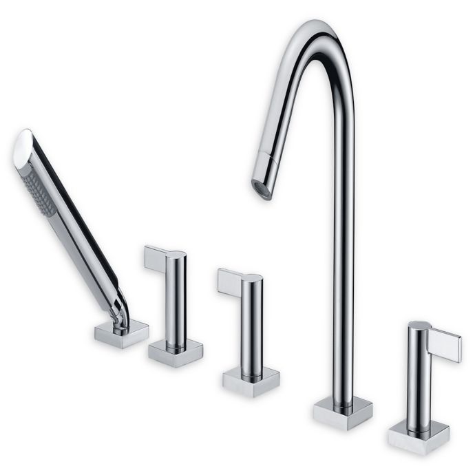 Anzzi Snow 5 Piece Widespread Deck Mount Roman Tub Faucet Set In