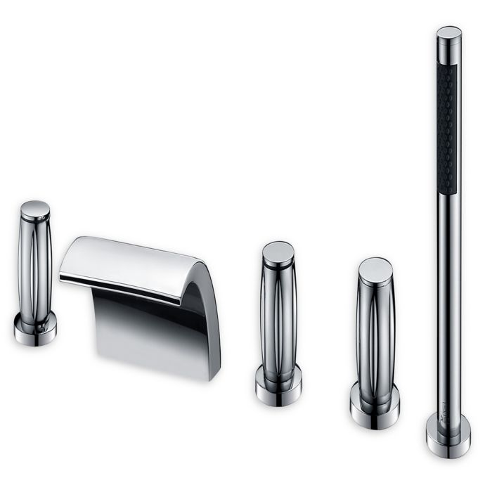 Anzzi Della 5 Piece Widespread Deck Mount Roman Tub Faucet Set In