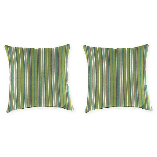 Stripe Outdoor 16 Inch Square Throw, Sunbrella Outdoor Pillows Green