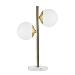 INK+IVY Holloway 2-Light Table Lamp with Glass Shade in White/Gold
