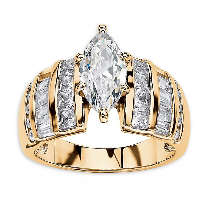 Palm Beach Jewelry 18K Gold-Plated 3.87 cttw Cubic Zirconia Marquise ...