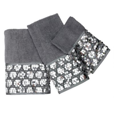 black and silver towel sets