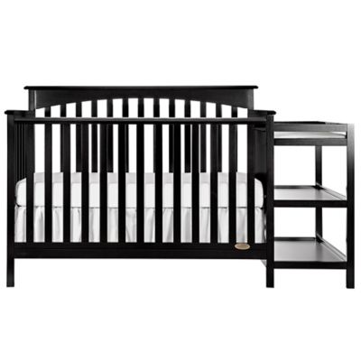 black crib and changing table