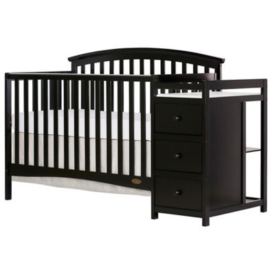 black crib and changing table