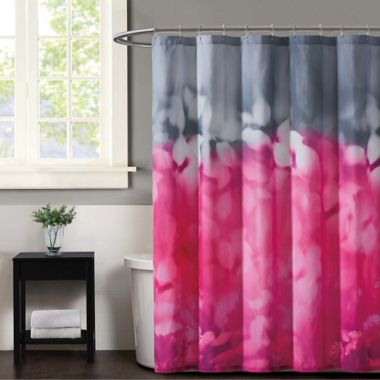 Christian Siriano Botanical Ombre Shower Curtain in Magenta/Grey | Bed ...