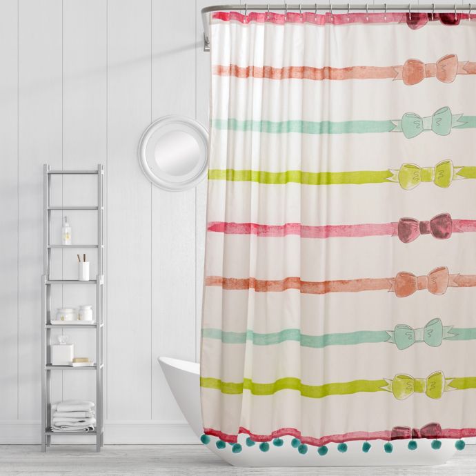Simply Whimsical Ribbons and Bows Shower Curtain in Red/Pink Bed Bath & Beyond