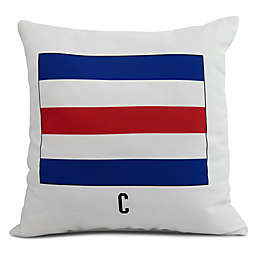 E by Design Letter C Nautical Stripe Square Throw Pillow in Red