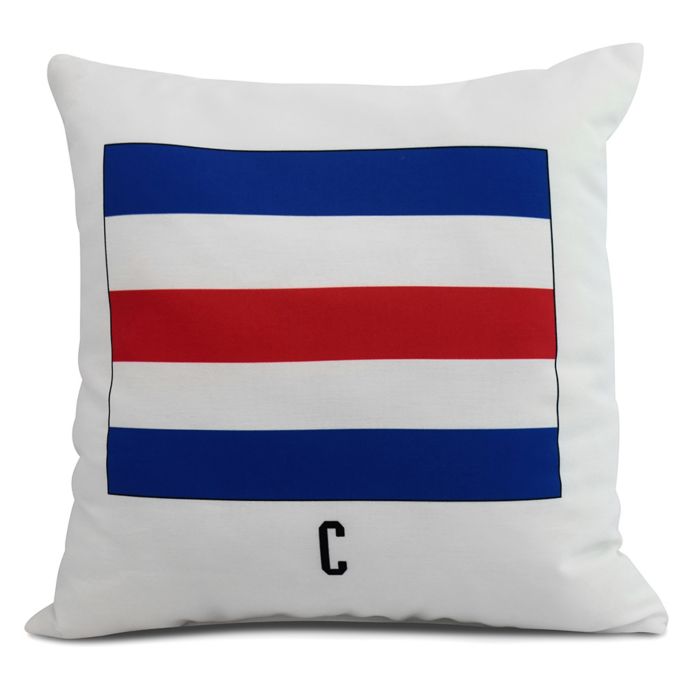 E By Design Letter C Nautical Stripe Square Throw Pillow In Red