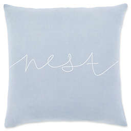 Surya "Nest" Motto Novelty Square Throw Pillow in Denim/White