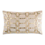 Safavieh Adalie Geometric 12-Inch x 20-Inch Rectangle Pillow in Beige/Gold