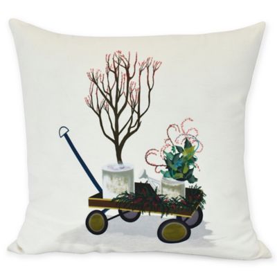 E by Design Farmhouse Holiday Square Pillow in Off White