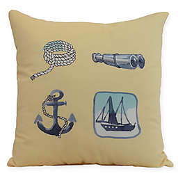 E by Design Sea Tools Nautical Square Throw Pillow