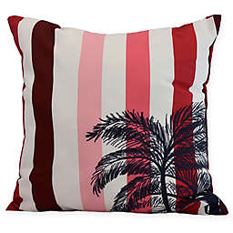 E by Design Thin Stripe Palm Square Throw Pillow in Red