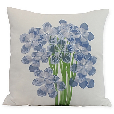 E by Design Florpalida Square Throw Pillow in Blue. View a larger version of this product image.