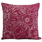 E by Design Zentangle Floral Square Throw Pillow in Pink/White