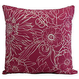 E by Design Zentangle Floral Square Throw Pillow in White