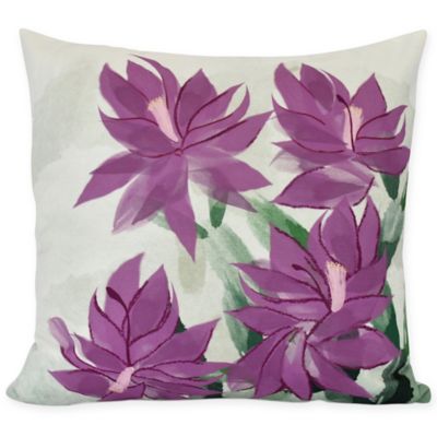 E by Design Christmas Cactus Square Throw Pillow in Purple