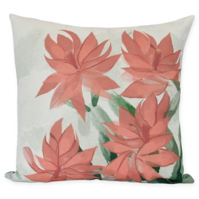 E by Design Christmas Cactus Square Throw Pillow in Coral