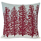 E by Design Hidden Forest Square Throw Pillow in Red