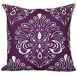 Veranda Flocked Floral Throw Pillow in Purple