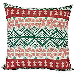 E by Design Fair Isle Square Throw Pillow in Red