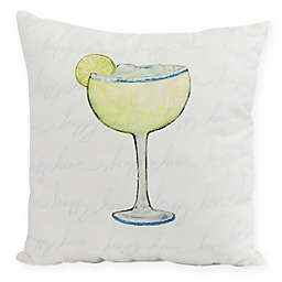 Margarita Text Fade Happy Hour Square Throw Pillow in Pale Blue