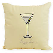 Martini Glass Happy Hour Square Throw Pillow in Yellow