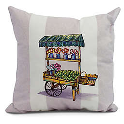 Veggie Cart Square Throw Pillow in Purple