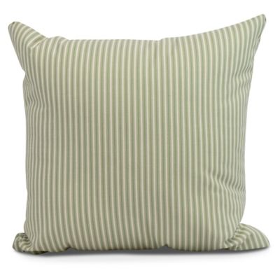 Ticking Stripe Square Throw Pillow in Green