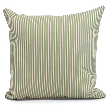 Ticking Stripe Square Throw Pillow in Green. View a larger version of this product image.