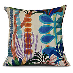 Tropical Jungle Floral Square Throw Pillow in Gold