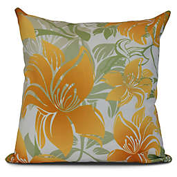 Tree Mallow Floral Square Throw Pillow in Gold