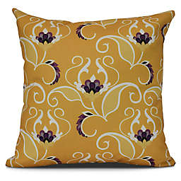 West Indies Floral Square Throw Pillow in Gold