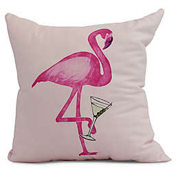 Single Flamingo Coastal Square Throw Pillow