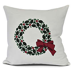 Holly Wreath Throw Pillow in White