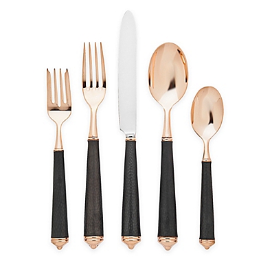 Ricci&reg; Argentieri Leopardo 5-Piece Flatware Place Setting in Black/Rose Gold. View a larger version of this product image.