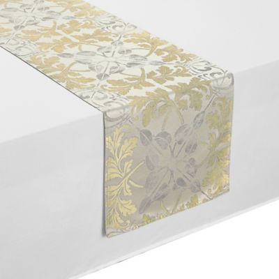 white and gold table runner