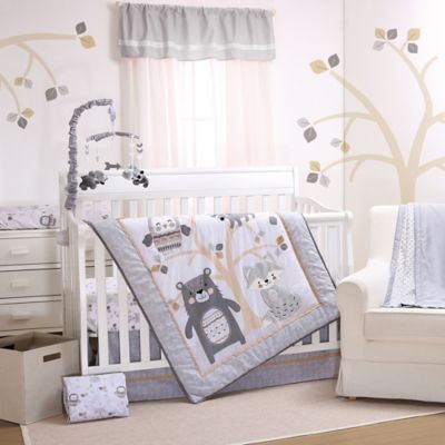 3-Piece Crib Bedding Set in Grey 