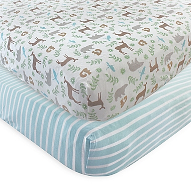 Touched by Nature Forest Organic Cotton Fitted Crib Sheet in Green (Set of 2). View a larger version of this product image.
