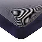 Alternate image 0 for Touched by Nature Striped Organic Cotton Fitted Crib Sheet in Navy/Heather Grey (Set of 2)