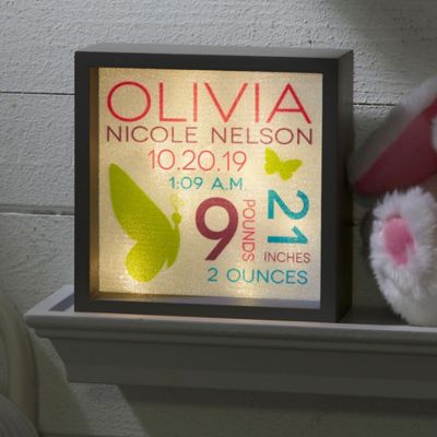 Sweet Baby Girl LED Light 6-Inch Square Shadow Box