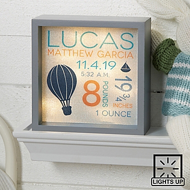Sweet Baby Boy LED Light 6-Inch Square Shadow Box. View a larger version of this product image.