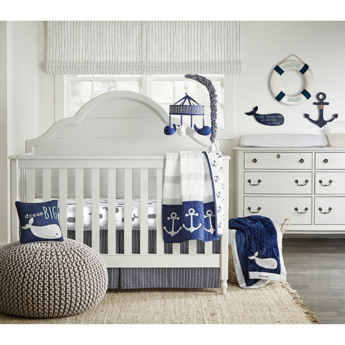 Wendy Bellissimo Landon 4 Piece Crib Bedding Set In Navy White